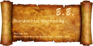 Burdovits Bertolda névjegykártya